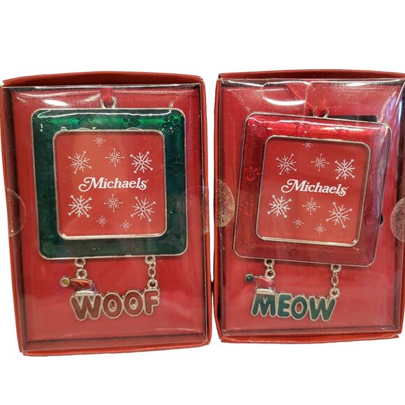 Animal Christmas Ornaments Dog Woof Cat Meow Michaels Christmas Ornaments - Picture 1 of 7